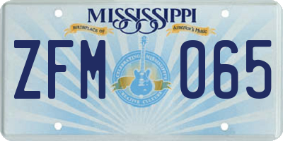 MS license plate ZFM065