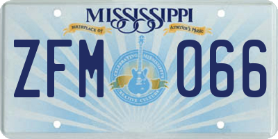 MS license plate ZFM066