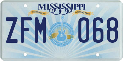 MS license plate ZFM068