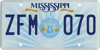 MS license plate ZFM070