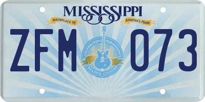 MS license plate ZFM073