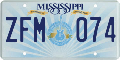 MS license plate ZFM074