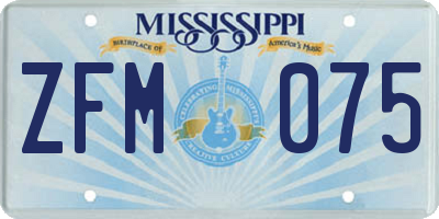 MS license plate ZFM075