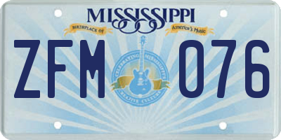 MS license plate ZFM076