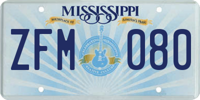 MS license plate ZFM080