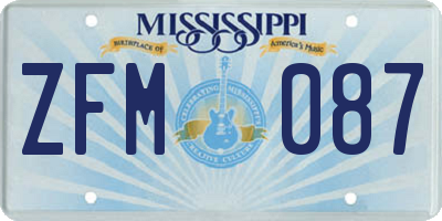 MS license plate ZFM087
