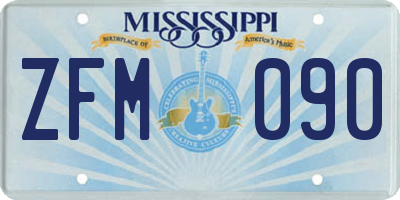 MS license plate ZFM090