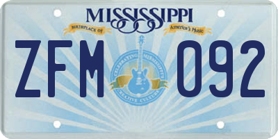 MS license plate ZFM092