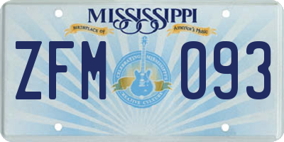 MS license plate ZFM093