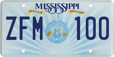 MS license plate ZFM100