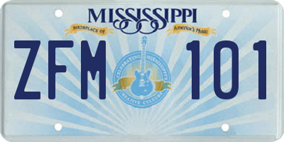 MS license plate ZFM101