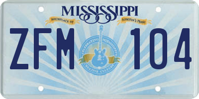 MS license plate ZFM104