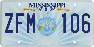 MS license plate ZFM106