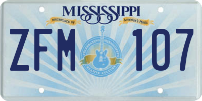 MS license plate ZFM107