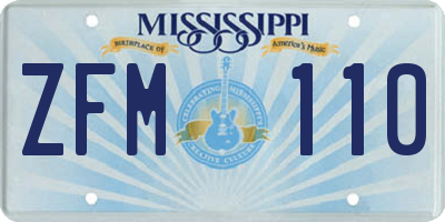 MS license plate ZFM110