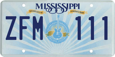 MS license plate ZFM111