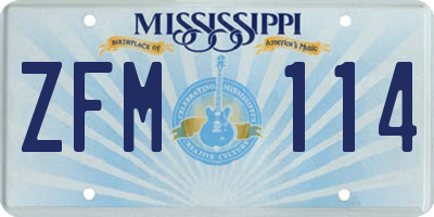 MS license plate ZFM114