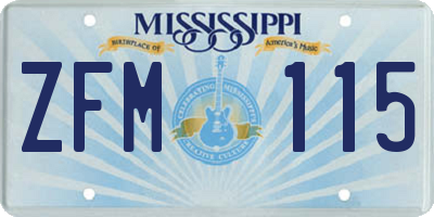 MS license plate ZFM115
