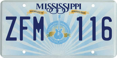 MS license plate ZFM116