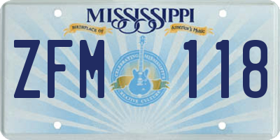MS license plate ZFM118