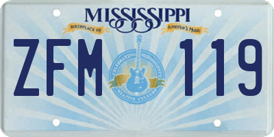 MS license plate ZFM119