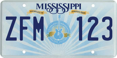 MS license plate ZFM123