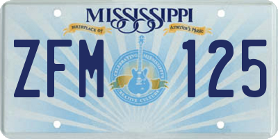 MS license plate ZFM125