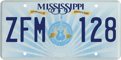 MS license plate ZFM128