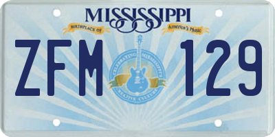 MS license plate ZFM129