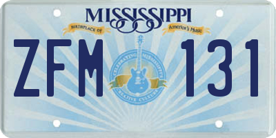 MS license plate ZFM131