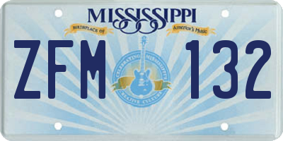 MS license plate ZFM132