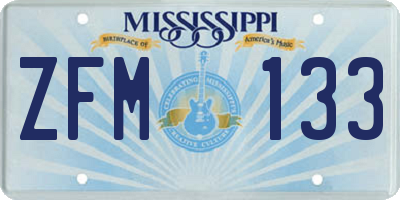 MS license plate ZFM133