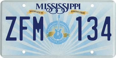 MS license plate ZFM134