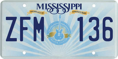 MS license plate ZFM136