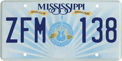MS license plate ZFM138