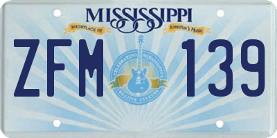 MS license plate ZFM139