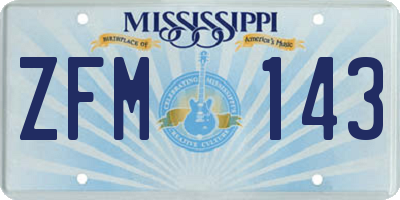 MS license plate ZFM143