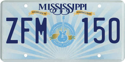MS license plate ZFM150