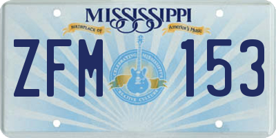 MS license plate ZFM153