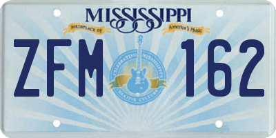 MS license plate ZFM162