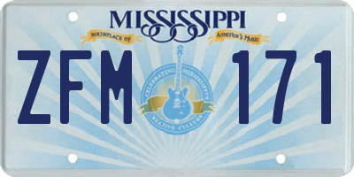 MS license plate ZFM171