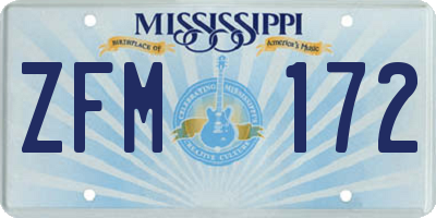 MS license plate ZFM172