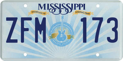 MS license plate ZFM173