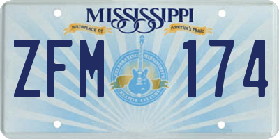 MS license plate ZFM174