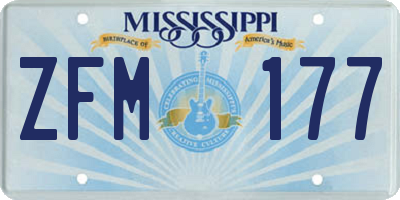 MS license plate ZFM177