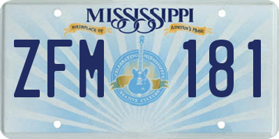 MS license plate ZFM181