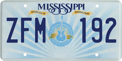 MS license plate ZFM192