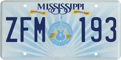 MS license plate ZFM193