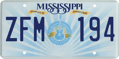 MS license plate ZFM194