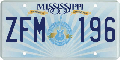 MS license plate ZFM196